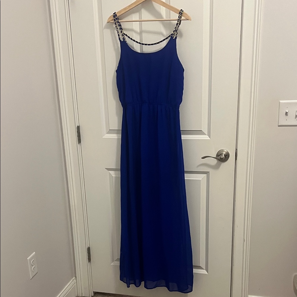 Charlotte Russe Royal Blue Maxi Dress with Embellished Straps